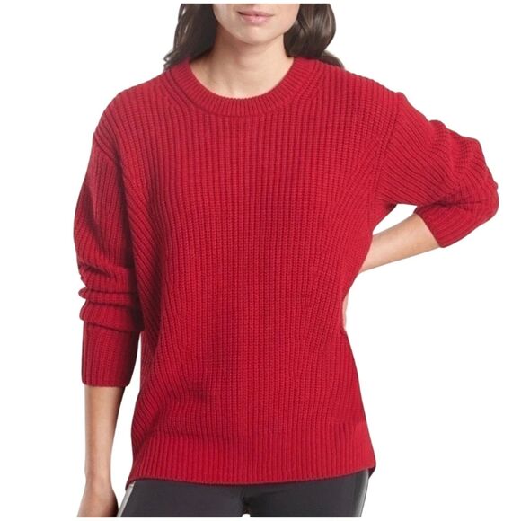 Athleta Cascades Crew Wool Blend Candy Red Knit Relaxed Fit Sweater Women's XXS - Picture 1 of 6
